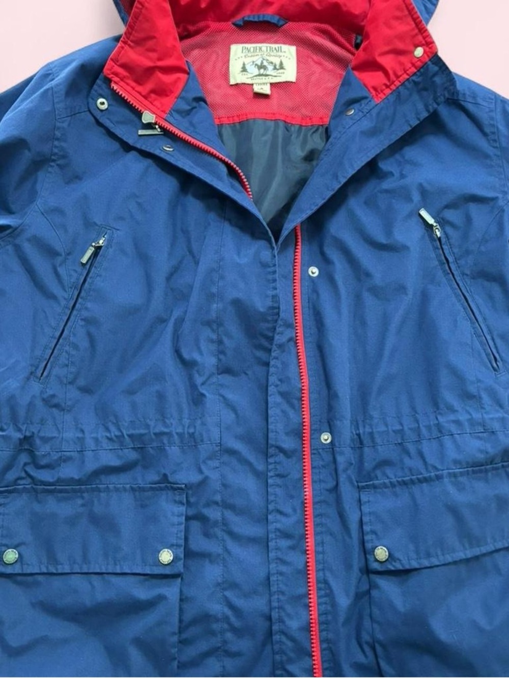 Pacific Trail Men’s Blue Raincoat with Red Trim
